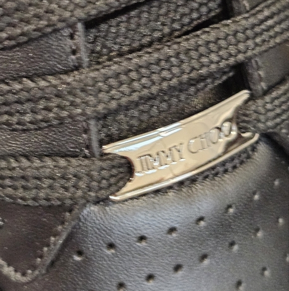 NWOT 🔴 Jimmy Choo Black Studded Leather Roman Sneakers - Size 39 1/2 - Picture 10 of 14